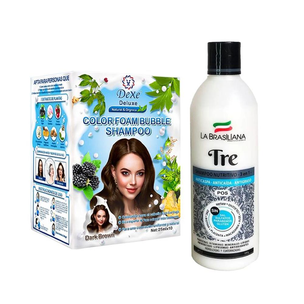 Shampoo Capilar Tre + Shampoo Cubre Canas Marrón oscuro Dexe | Oechsle ...