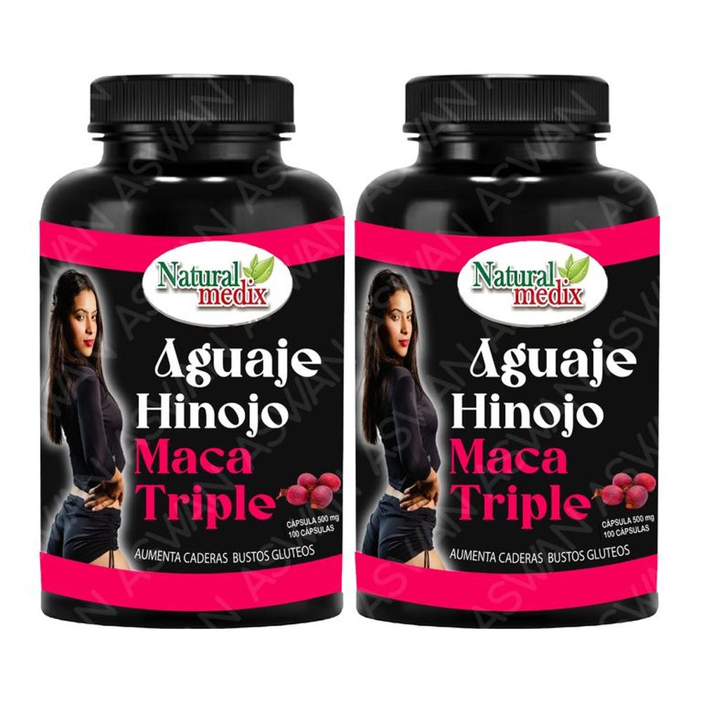 PACK DE 2 AGUAJE HINOJO + MACA TRIPLE 100 CAPSULAS - NATURAL MEDIX