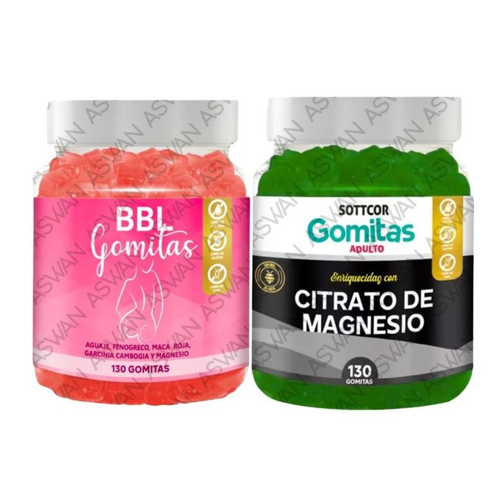 PACK ADULTO DE AGUAJE & CITRATO DE MAGNESIO 130 GOMITAS - SOTTCOR
