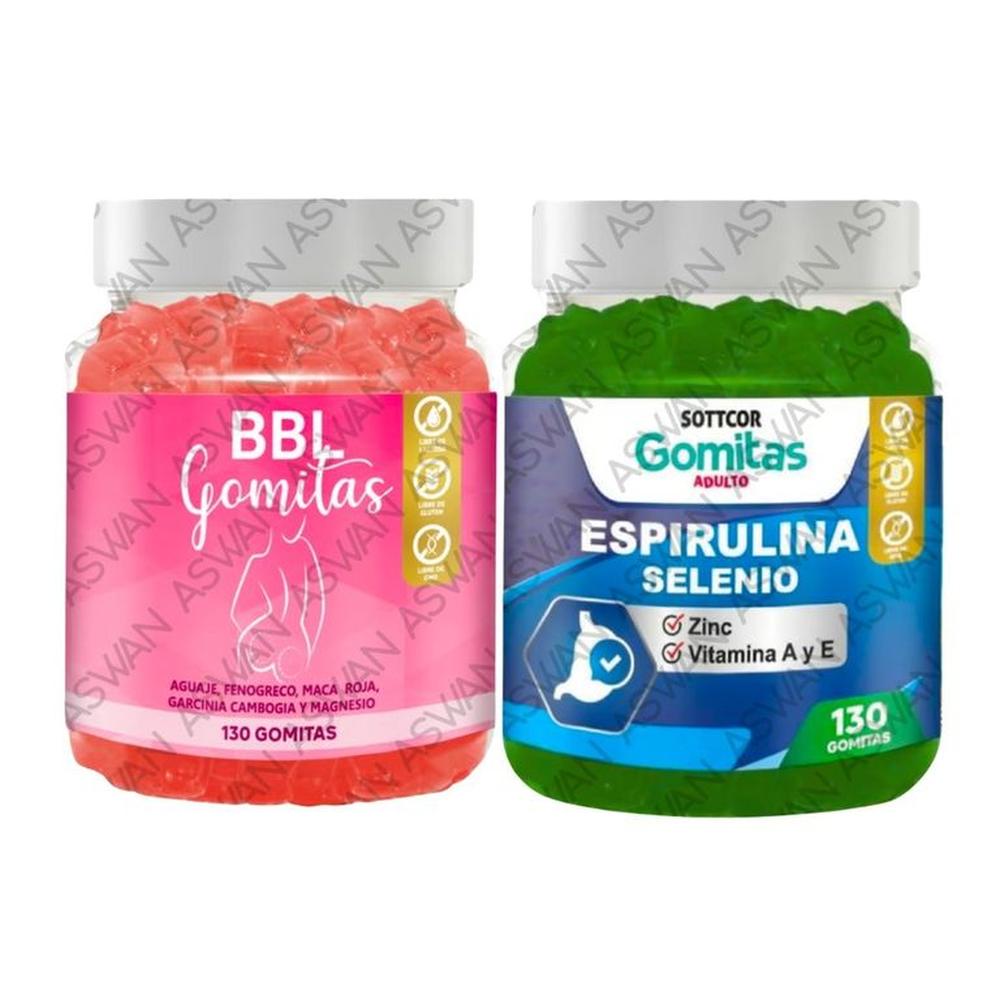 PACK ADULTO DE AGUAJE & ESPIRULINA 130 GOMITAS - SOTTCOR