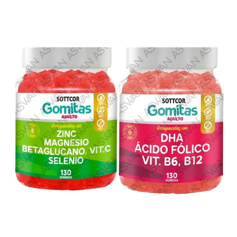 PACK ADULTO ZINC & DHA 130 GOMITAS - SOTTCOR