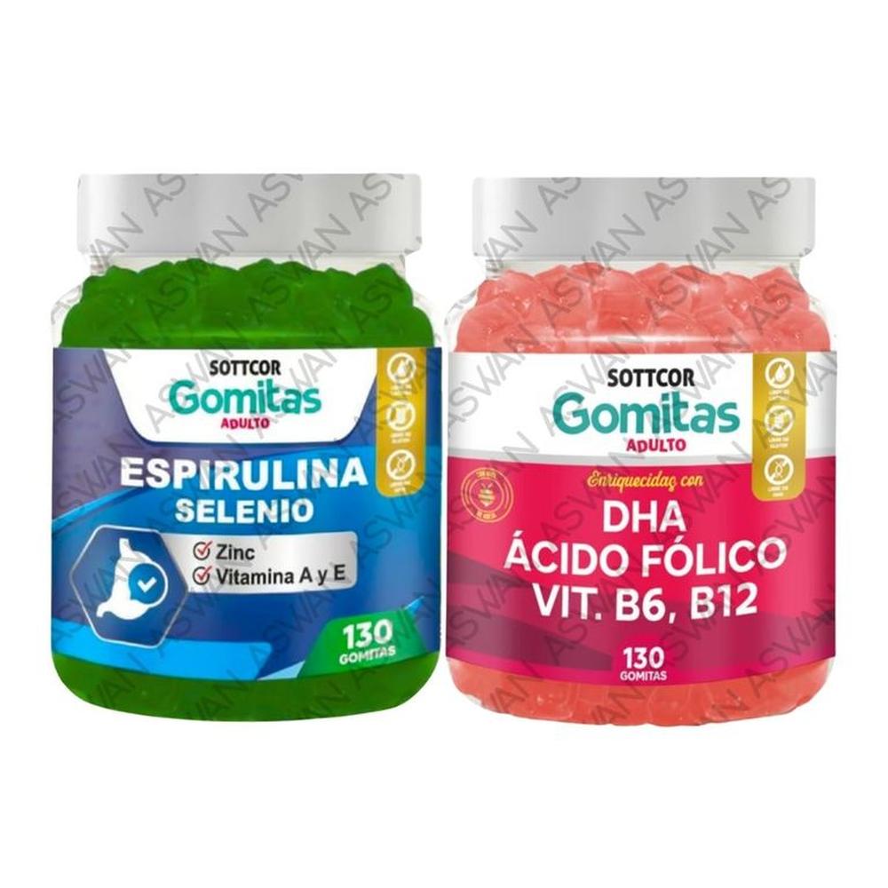 PACK ADULTO ESPIRULINA & DHA 130 GOMITAS - SOTTCOR