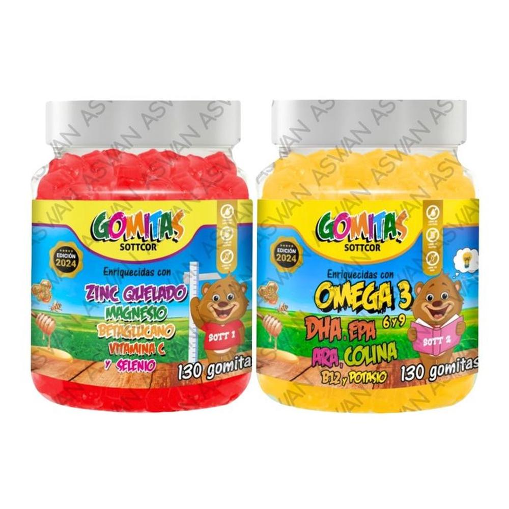 PACK NIÑOS DE ZINC QUELADO & OMEGA 3 130 GOMITAS - SOTTCOR