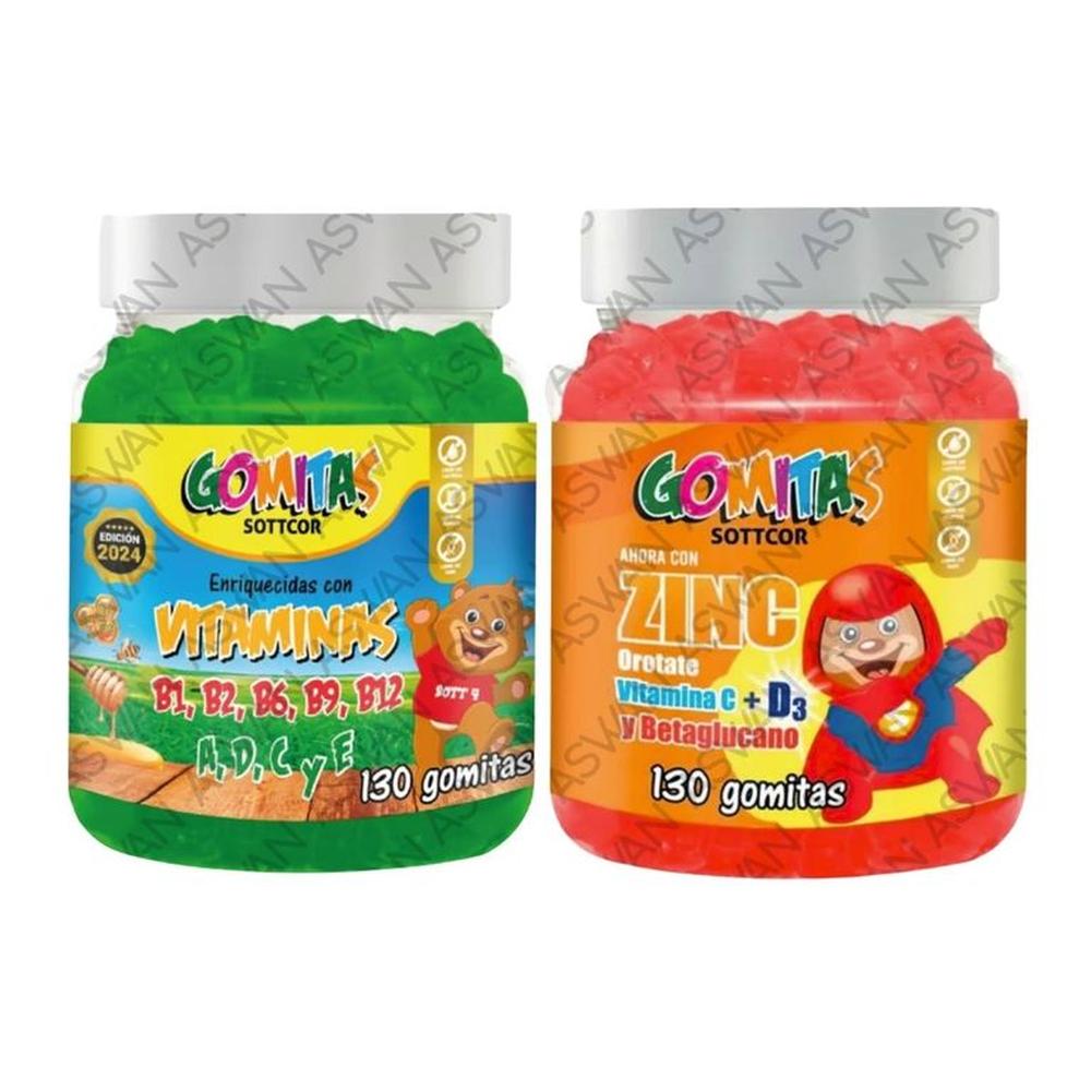 PACK NIÑOS DE MULTIVITAMINAS & ZINC OROTATE 130 GOMITAS - SOTTCOR