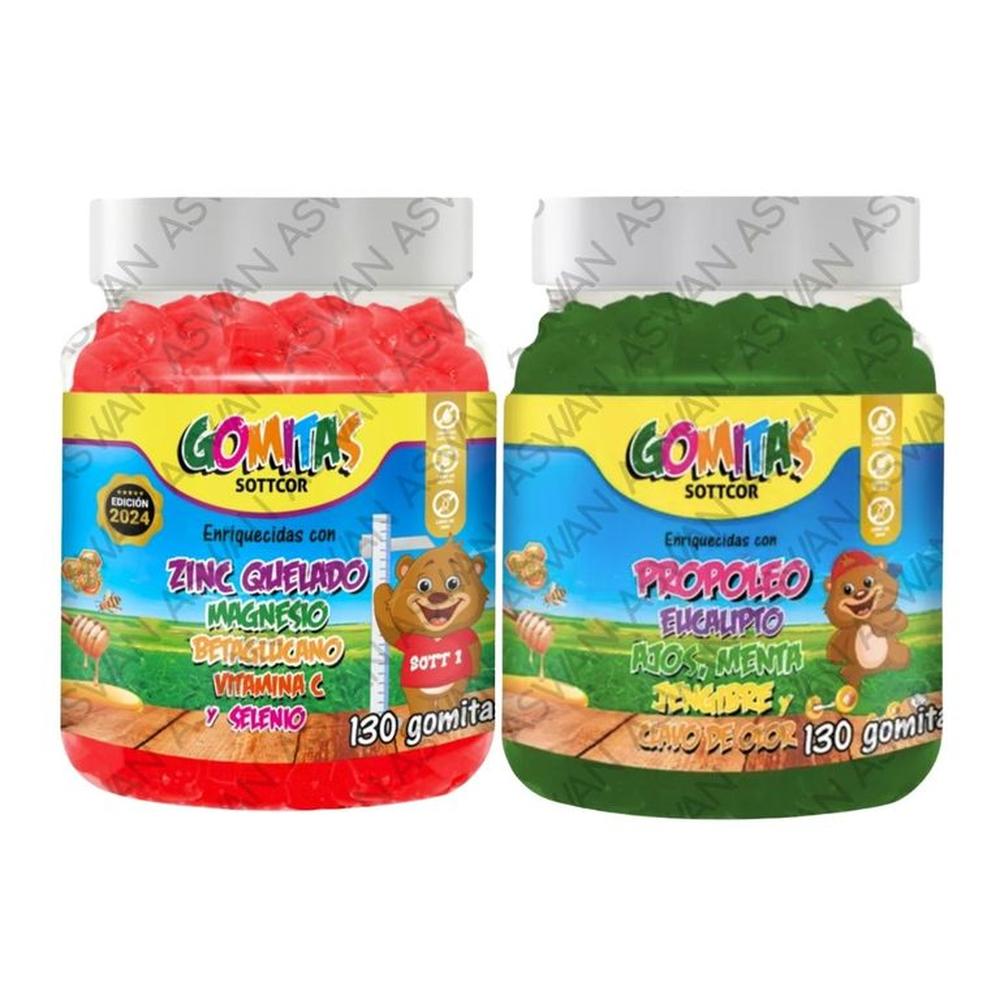PACK NIÑOS DE ZINC QUELADO & PROPOLEO 130 GOMITAS - SOTTCOR