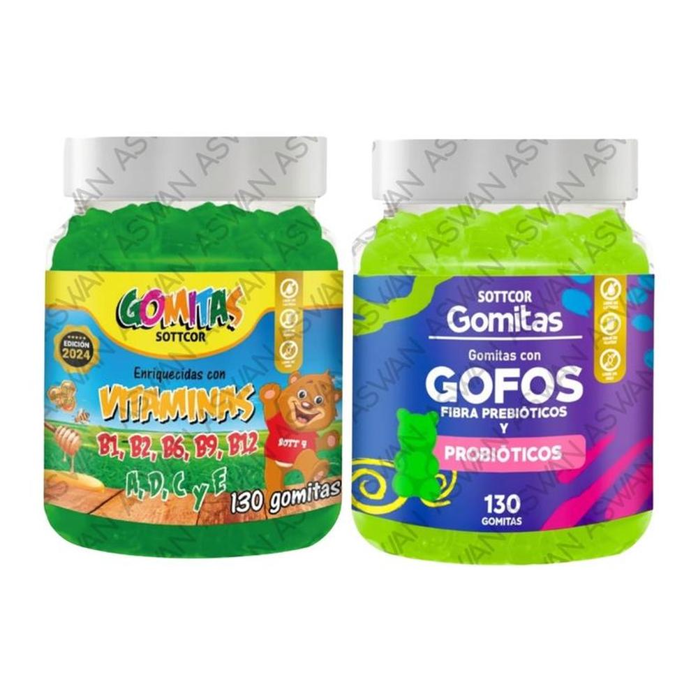 PACK NIÑOS DE MULTIVITAMINAS & GOFOS 130 GOMITAS - SOTTCOR
