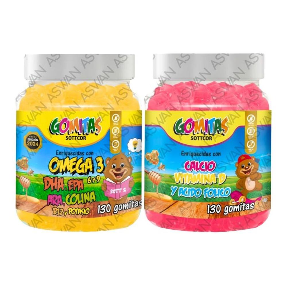 PACK NIÑOS DE OMEGA 3 & CALCIO 130 GOMITAS - SOTTCOR