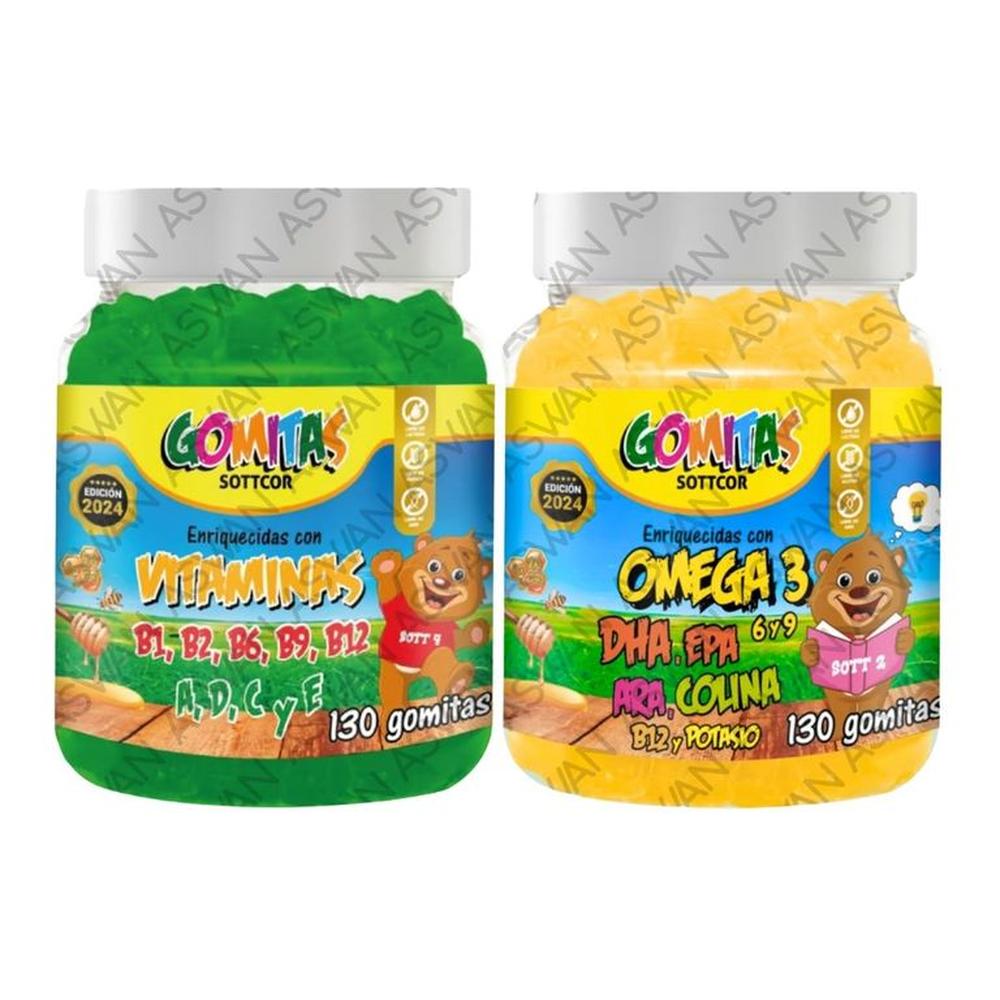 PACK NIÑOS DE MULTIVITAMINAS & OMEGA 3 130 GOMITAS - SOTTCOR