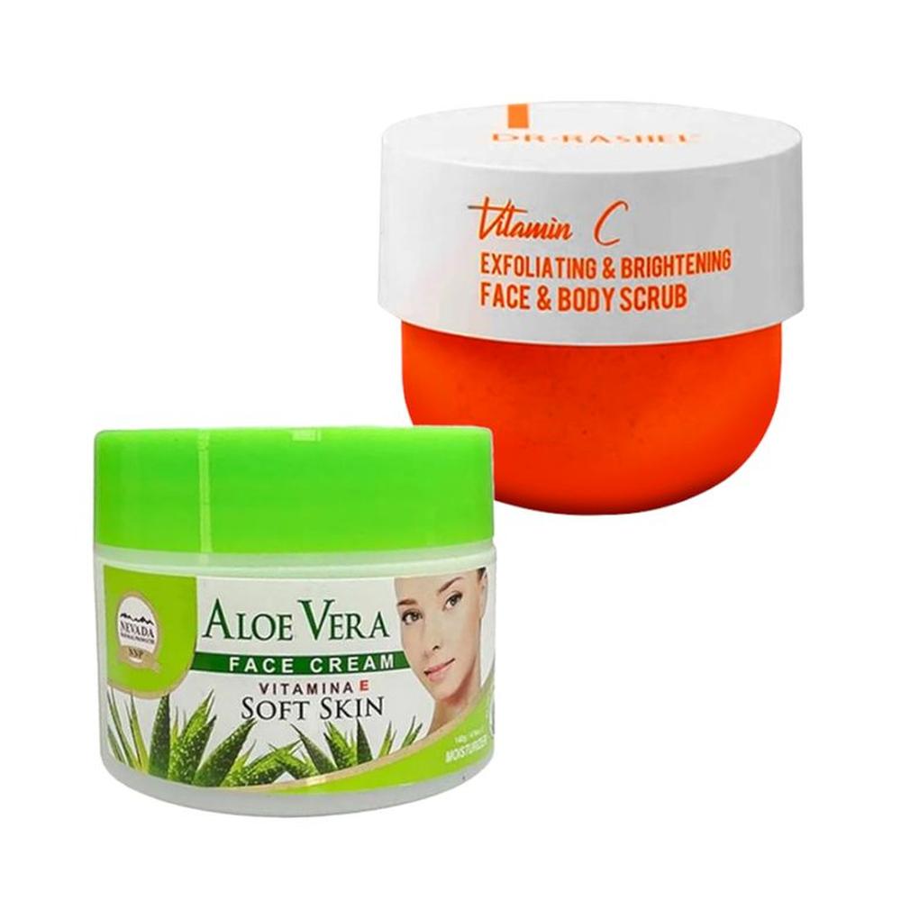 Crema Facial de aloe vera + Exfoliante Iluminador Vitamina C