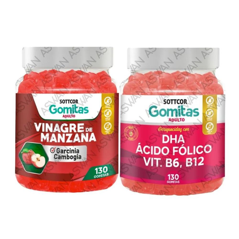 PACK ADULTO VINAGRE DE MANZANA & DHA 130 GOMITAS - SOTTCOR