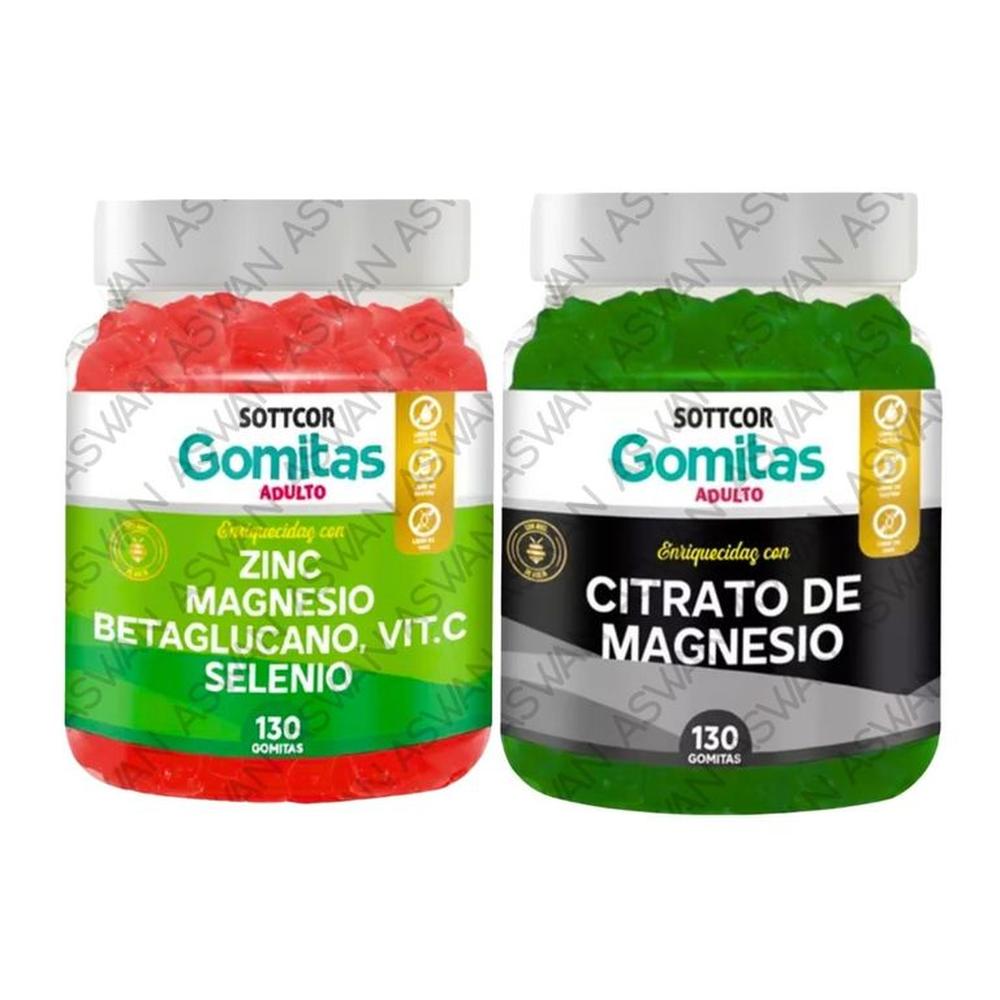 PACK ADULTO ZINC & CITRATO DE MAGNESIO 130 GOMITAS - SOTTCOR