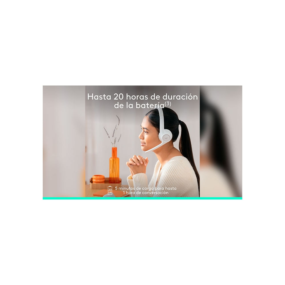 Auriculares Bluetooth Logitech Zone 300 en blanco, sonido premium y gran comodidad para llamadas