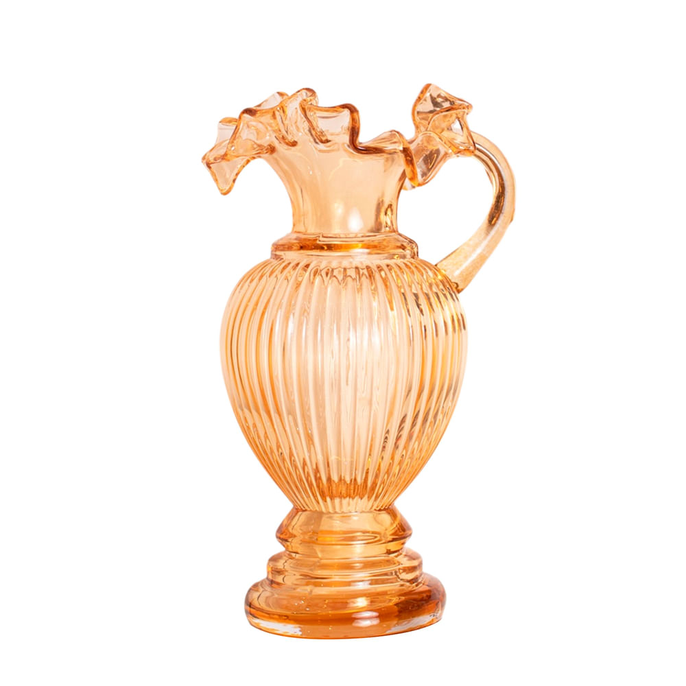 Florero Panadecor De Vidrio Estilo Murano Ámbar Vintage 33Cm