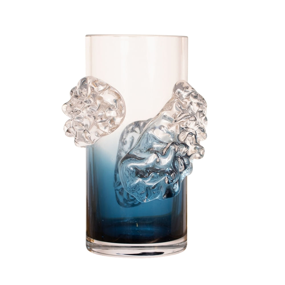 Florero Panadecor De Vidrio Estilo Murano Azul Degradado 21Cm