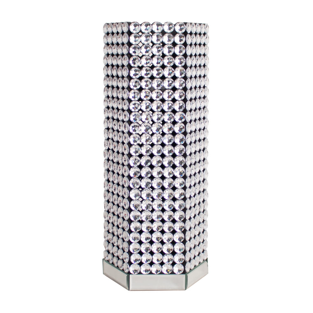 Florero Panadecor De Acrílico Rectangular Espejado Plateado Con Relieve 50Cm