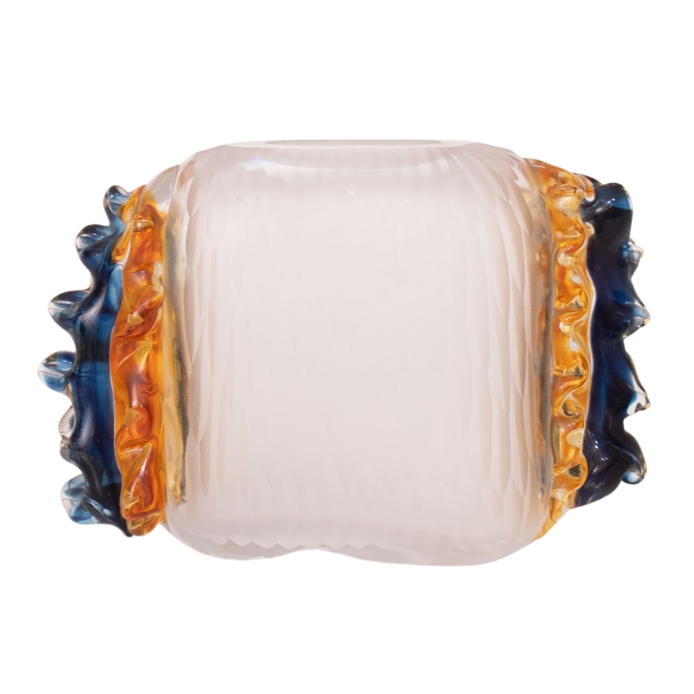 Florero Panadecor De Vidrio Transparente Con Relieves Artísticos 14Cm