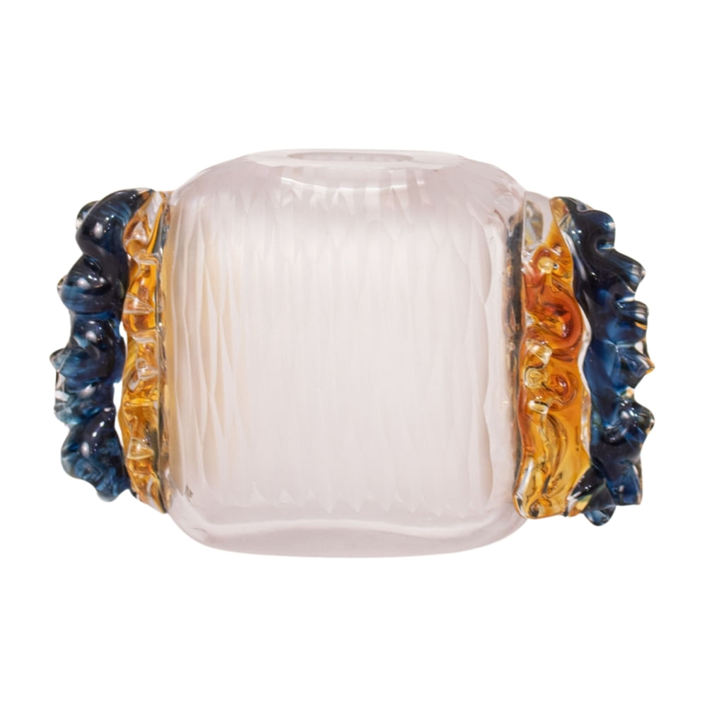 Florero Panadecor De Vidrio Transparente Con Relieves Artísticos 12Cm