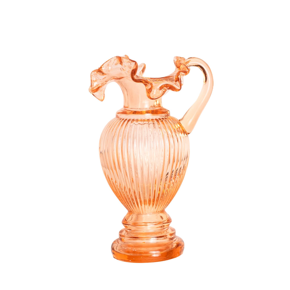 Florero Panadecor De Vidrio Estilo Murano Ámbar Con Volante 28Cm