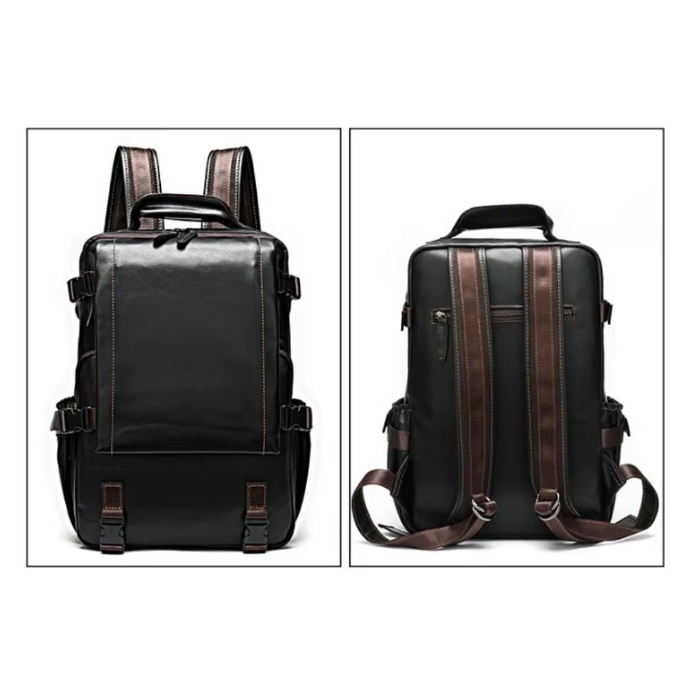 Mochila de Cuero Negro Moda Hombres 8385