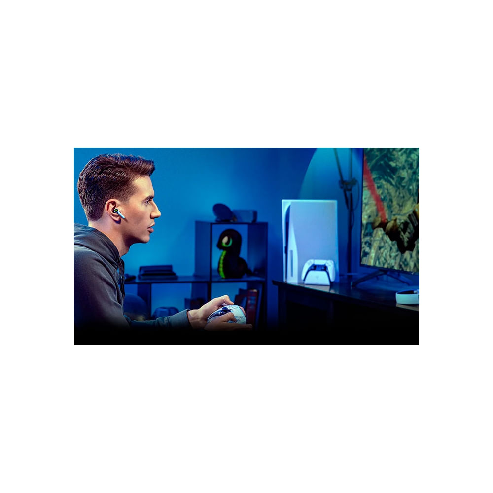 Audífonos Razer Hammerhead Hyperspeed Wireless Chroma White para PS5 - Conexión USB-C y Bluetooth