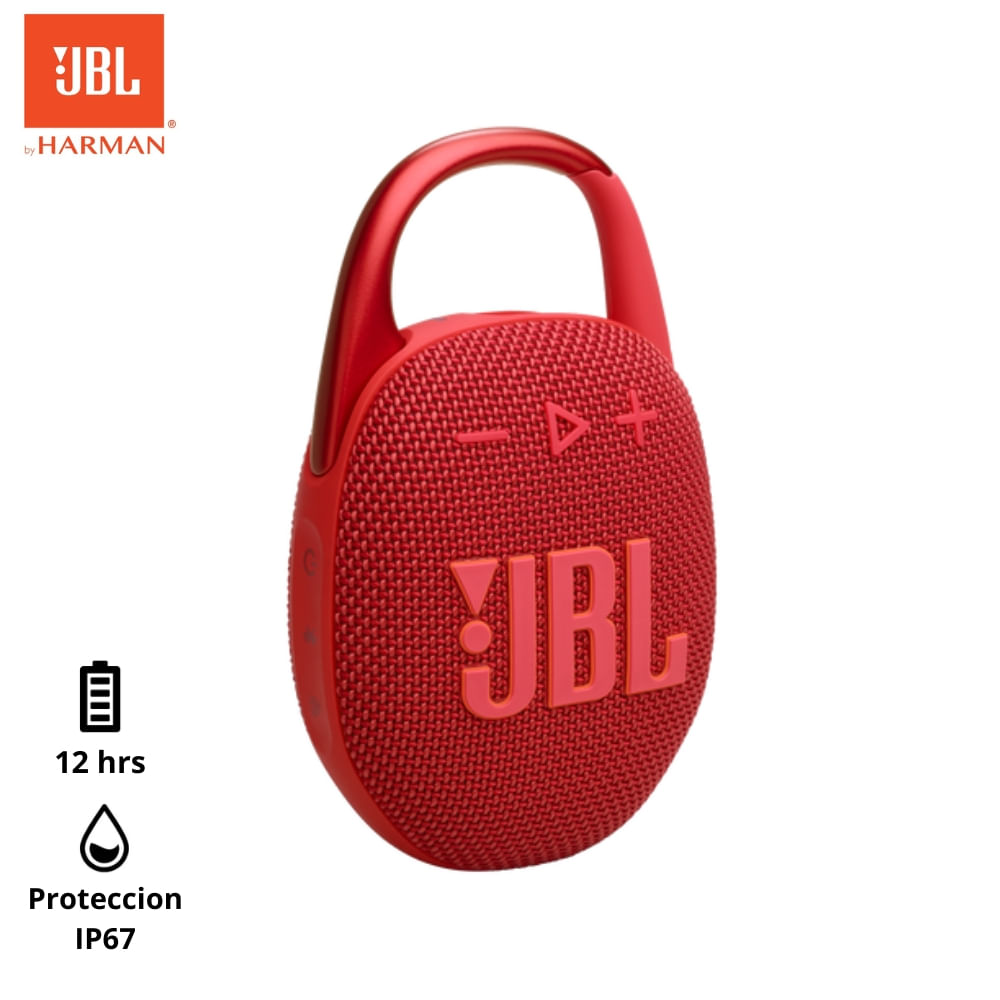 Parlante Bluetooth JBL Clip 5 IP67 Rojo 12Hrs