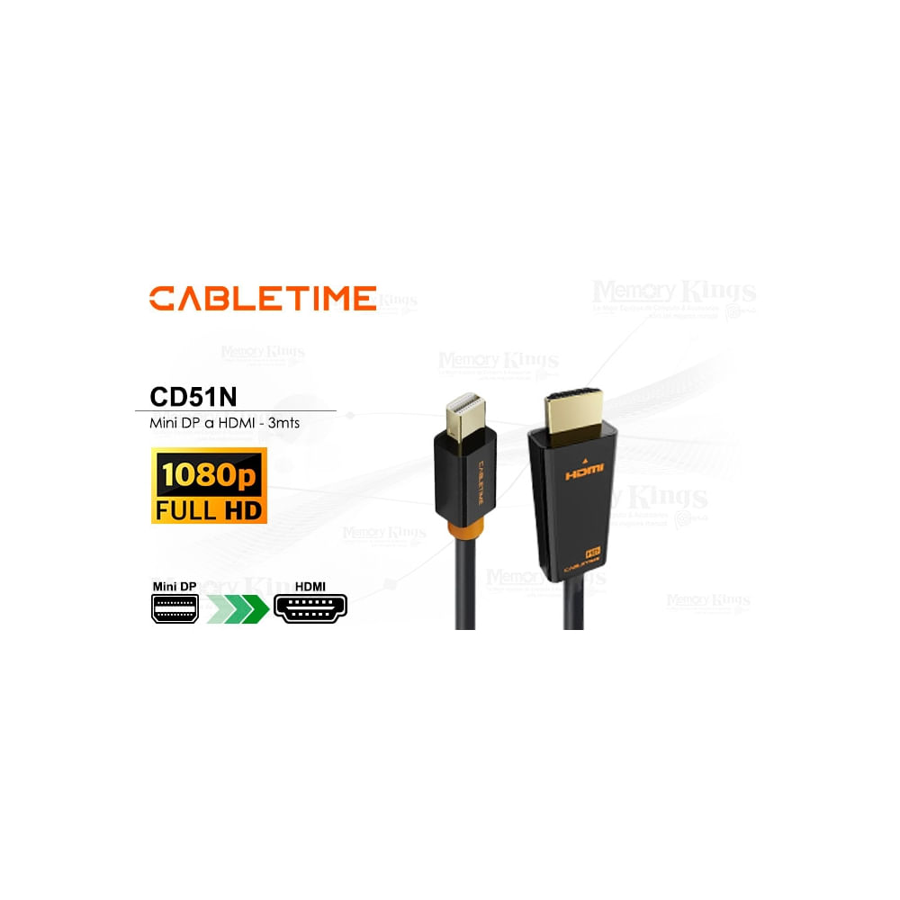 Cable Mini DP a HDMI 3 metros CABLETIME CD51N - Conexión de alta calidad para dispositivos compatib