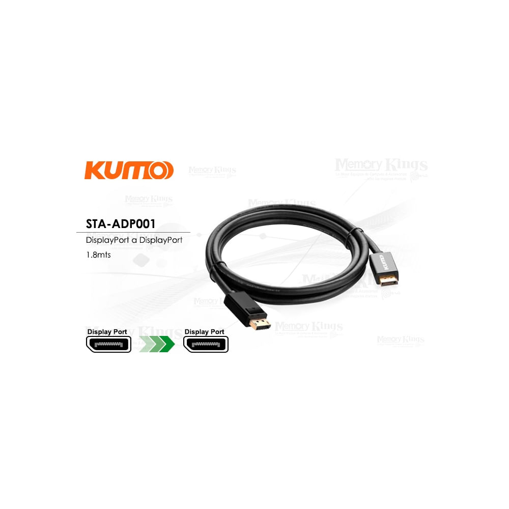 Cable DisplayPort KUMO 2m 8K - Alta velocidad y calidad de imagen para tus dispositivos compatibles