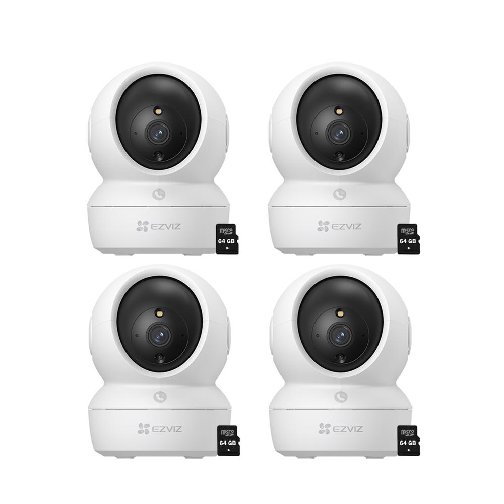 Kit 4 Cámaras Seguridad H6C PRO Full HD 2MP Ezviz Audio Doble vía Botón llamada SD 64GB