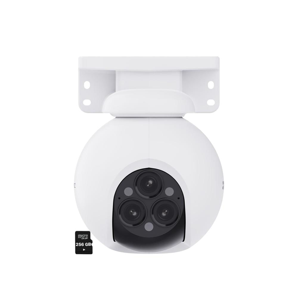 Cámara H80F Multi 4MP Ezviz Triple lente Audio 2 vía Detección IA Sirena 256GB