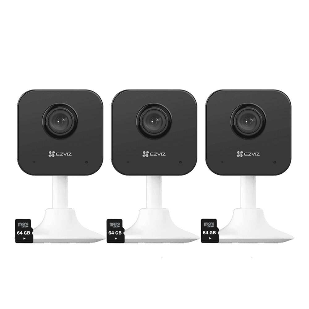 Kit 3 Cámaras Seguridad H1C Full Hd 2Mp Ezviz Audio Bidireccional Alarma SD 64GB