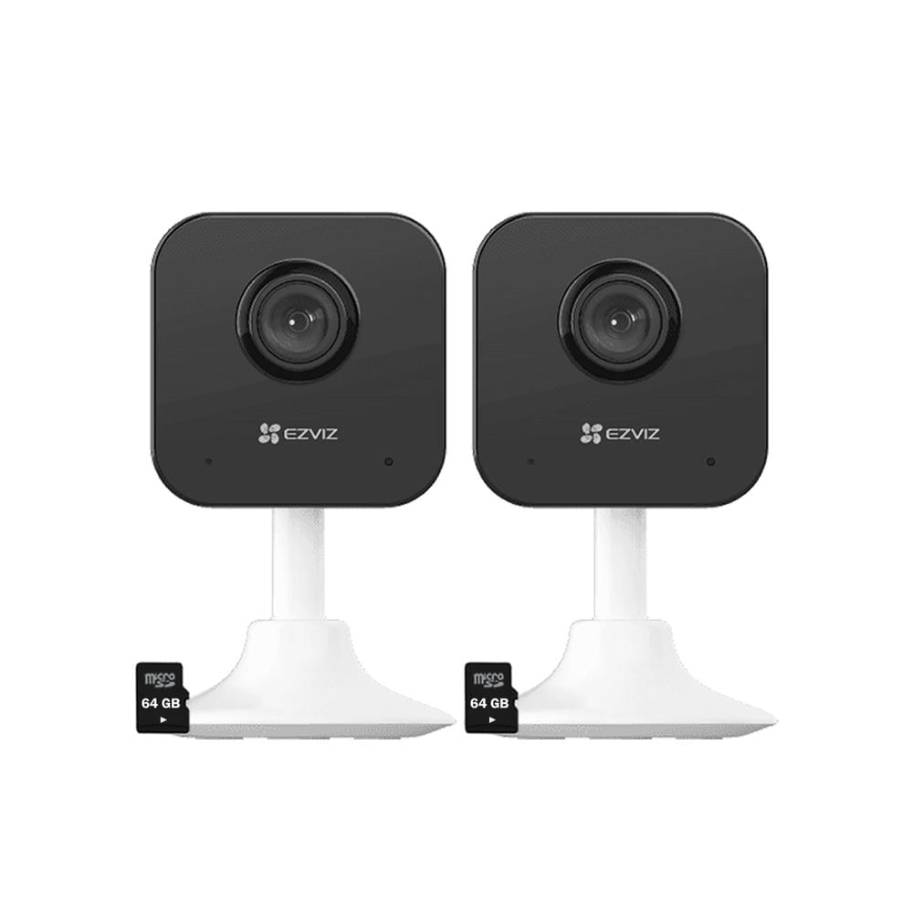 Kit 2 Cámaras Seguridad H1C Full Hd 2Mp Ezviz Audio Bidireccional Alarma SD 64GB