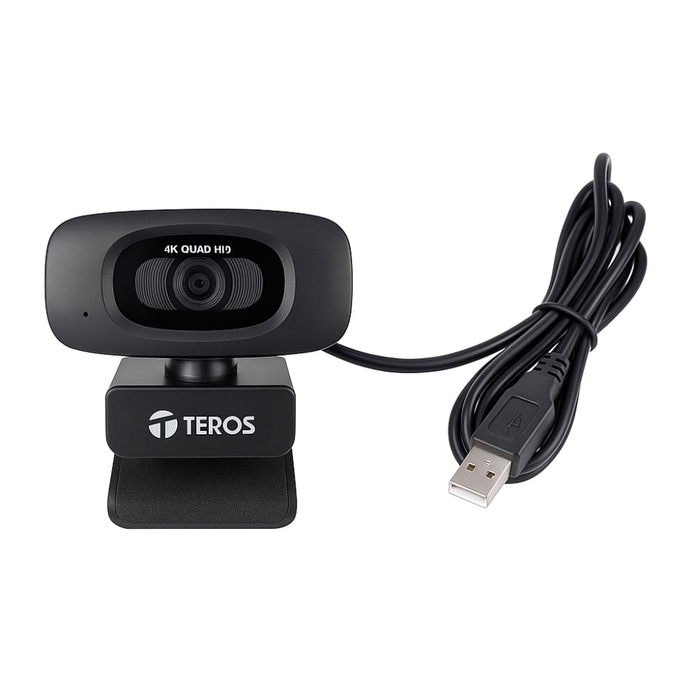 Webcam 4K TEROS TE-9073N con micrófono y conexión USB 2.0 para videollamadas nítidas