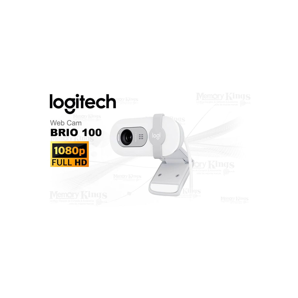 Cámara Logitech Brio 100 FHD 1080p USB-A blanca - Alta definición y conexión rápida