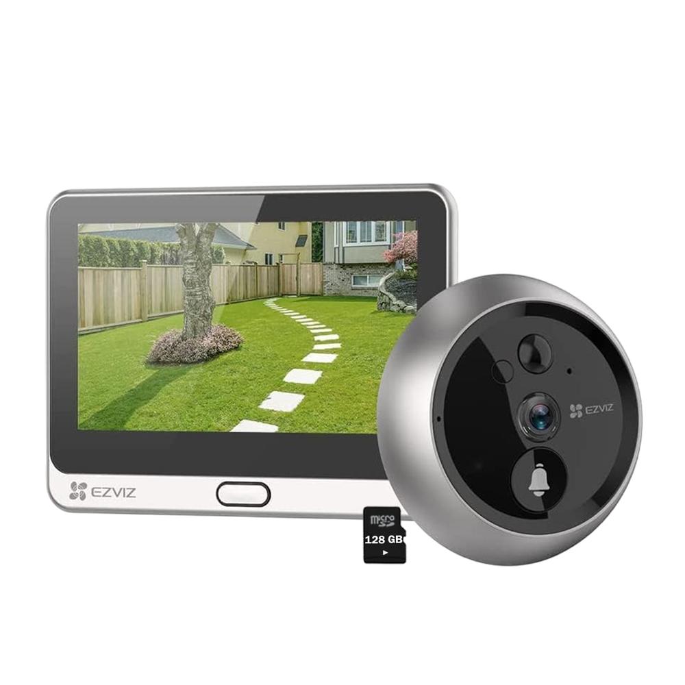 Timbre mirilla DP2 2K 3MP Ezviz Audio Bidireccional Pantalla táctil SD 128GB