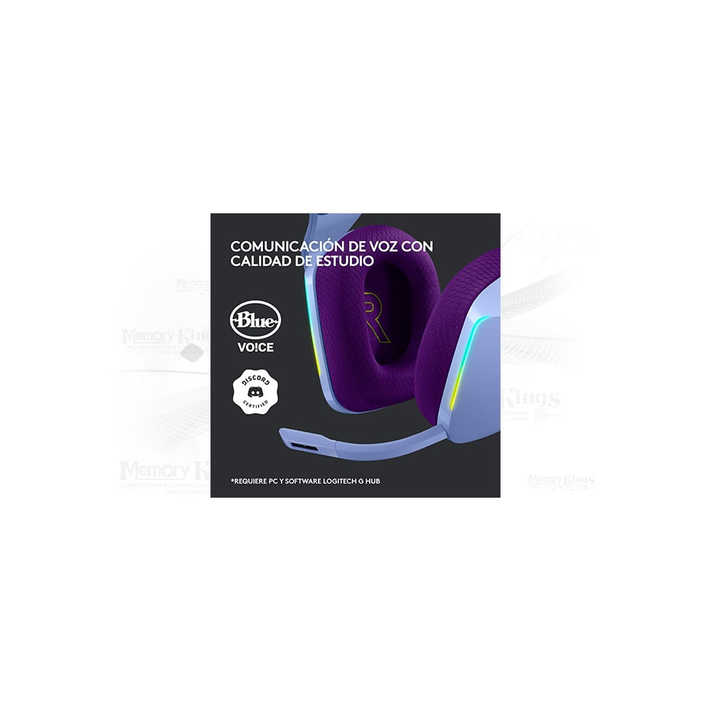 Audífonos Logitech G733 Lightspeed con micrófono, color lilac, para gaming y música inalámbricos