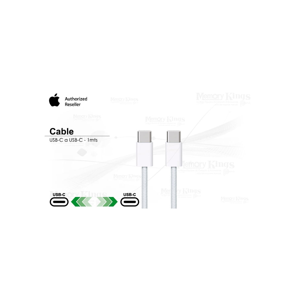 Cable USB-C de 1m Apple MFI para iPhone, iPad y MacBook – Conexión rápida y confiable – Blanco