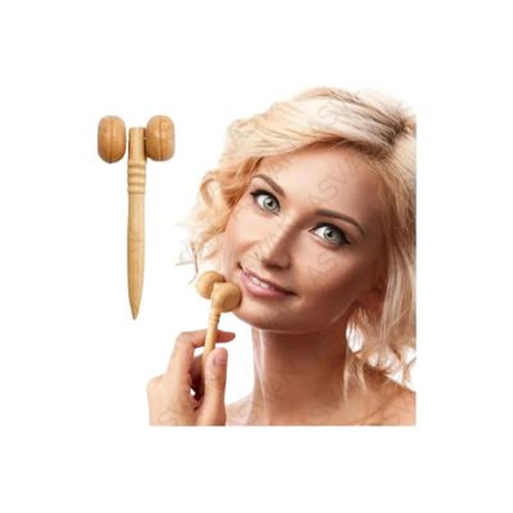 MASAJEADOR FACIAL - RODILLO DE MADERA DE 2 RUEDAS