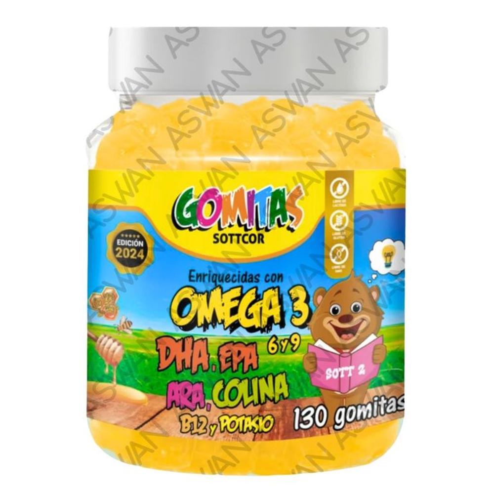 GOMITAS DE OMEGA 3 PARA NIÑOS 130 UNIDADES SOTTCOR 100GR NARANJA