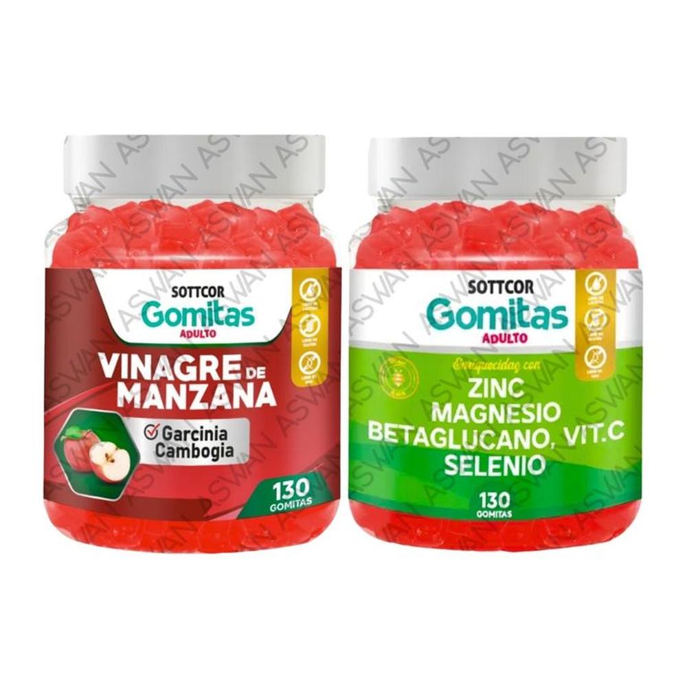 PACK ADULTO VINAGRE DE MANZANA & ZINC 130 GOMITAS - SOTTCOR