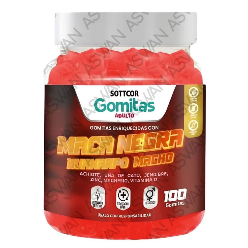 GOMITAS CON MACA NEGRA PARA ADULTOS 130 UNIDADES SOTTCOR 100GR