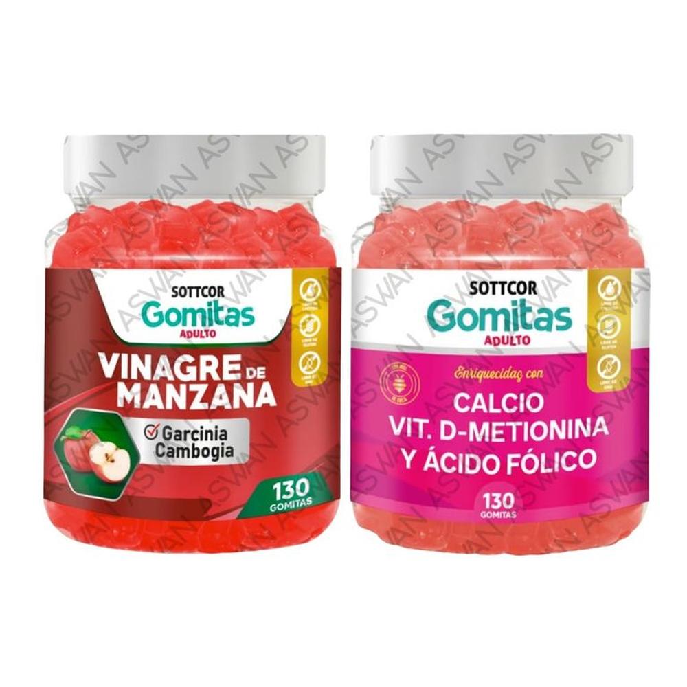 PACK ADULTO VINAGRE DE MANZANA & CALCIO 130 GOMITAS - SOTTCOR