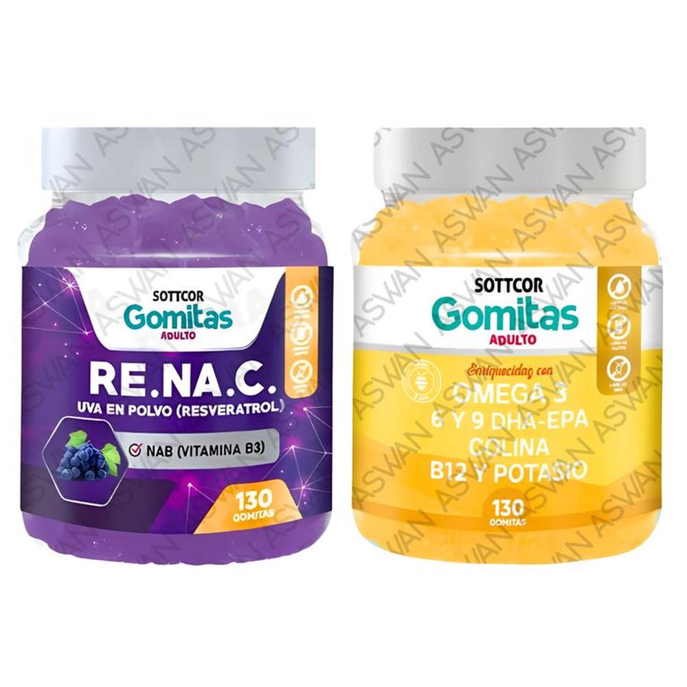 Pack Adulto Resveratrol & Omega 3 130 Gomitas - SOTTCOR