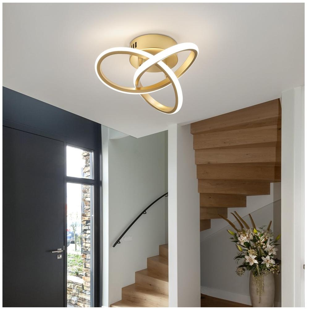 Lampara De Techo Pasillo Led Ovalado Dorado Incluye Control Remoto