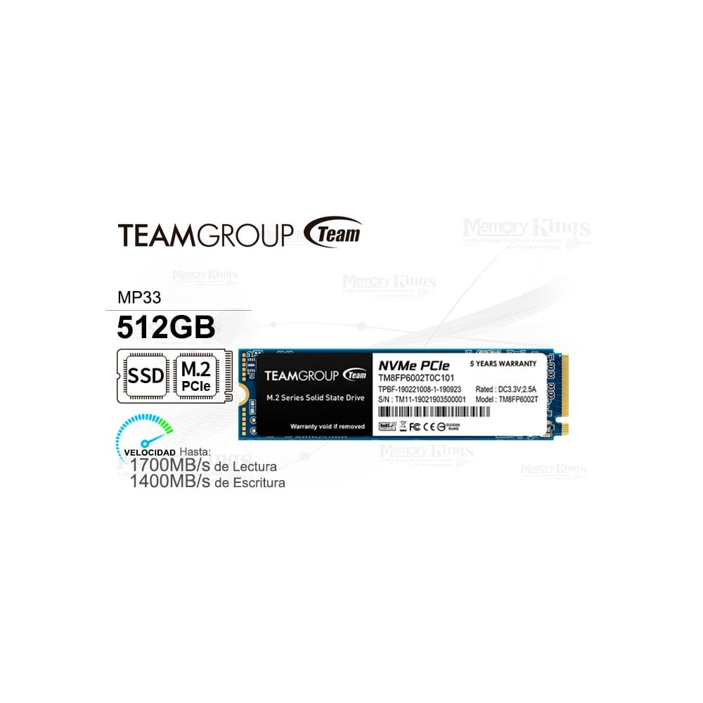 TEAMGROUP MP33 512GB M.2 PCIe SSD: Velocidad y rendimiento optimizado para tu PC