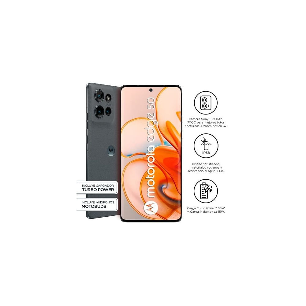 Smartphone Motorola Edge 50, 256GB, 5G, 12GB RAM, Pantalla 6.7” P-OLED, Cámara 50MP, Android 14