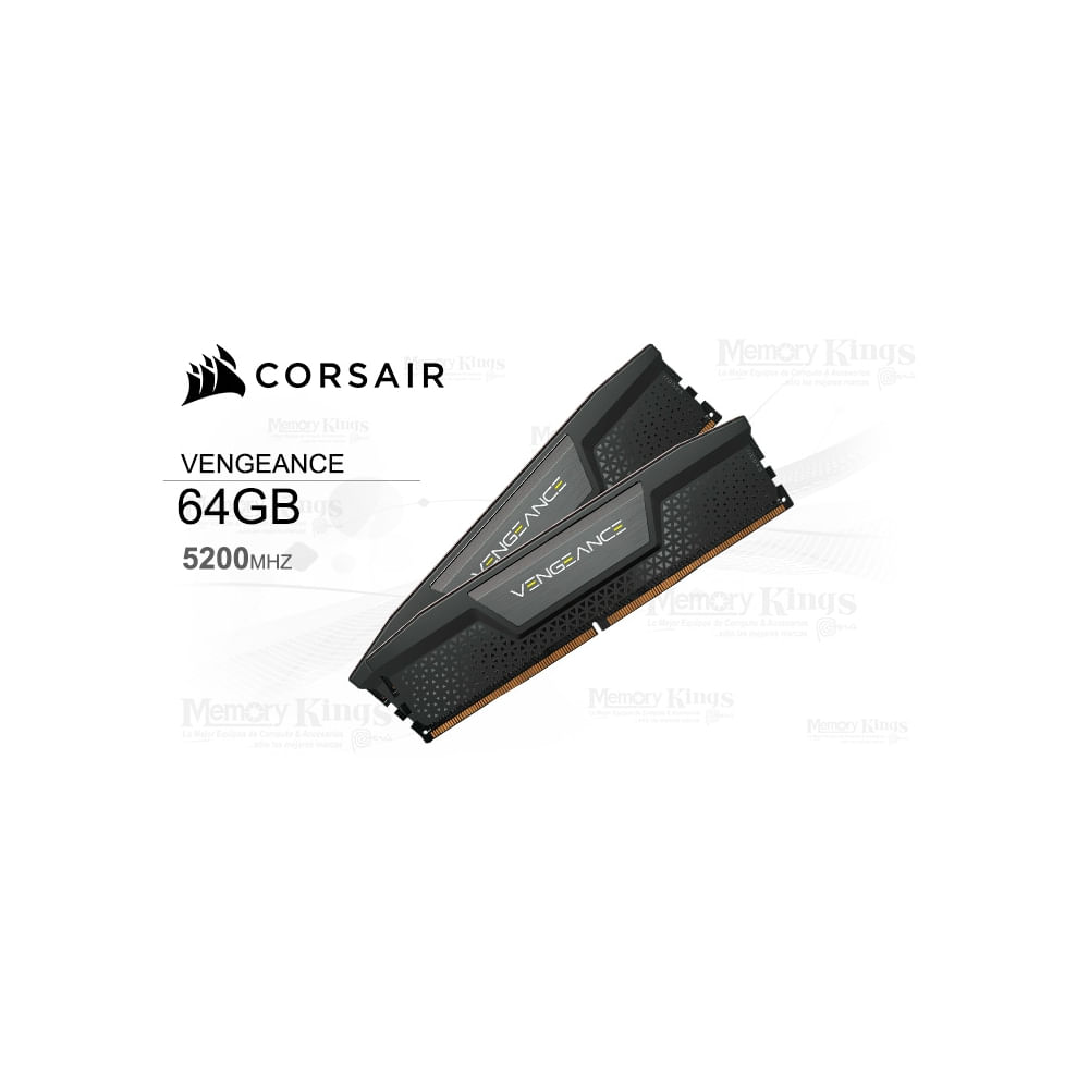 Memoria RAM DDR5 Corsair Vengeance Black 64GB (2x32GB) 5200MHz CL40 para alto rendimiento