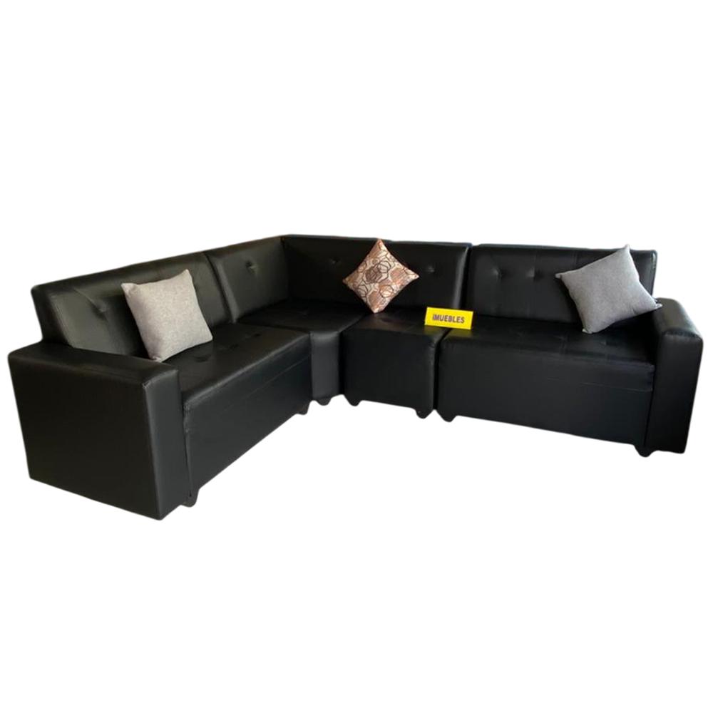 Sofá Seccional para Sala color Negro Sofá Modular - TEMEL