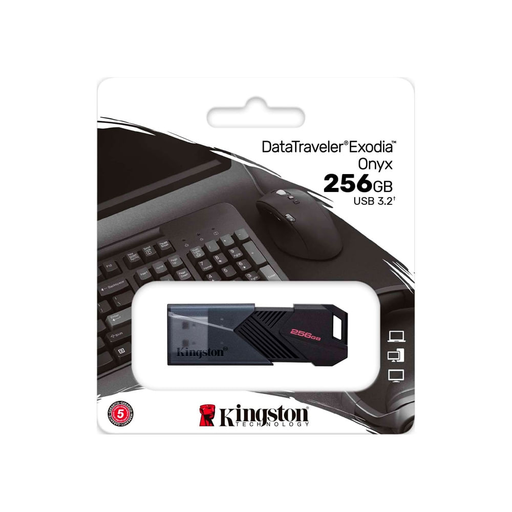 Memoria USB Kingston DataTraveler Exodia Onyx 256GB, USB 3.2 Gen 1, color negro mate