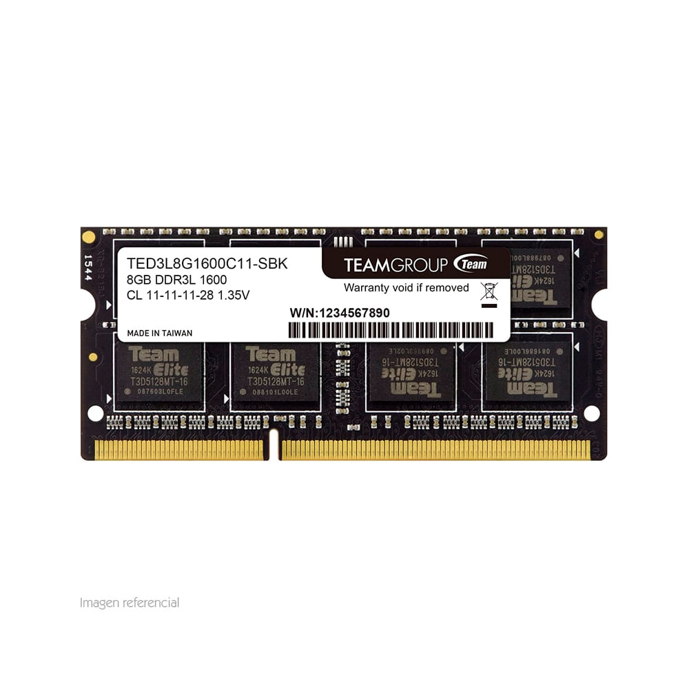 Memoria RAM TeamGroup 8GB DDR3L SODIMM 1600MHz CL11 - Mejora el rendimiento de tu laptop