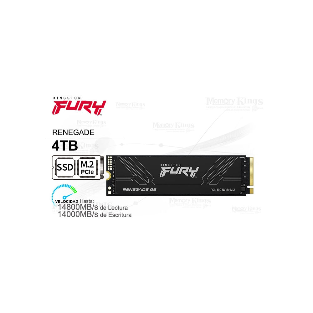 SSD M.2 PCIe 4TB FURY Renegade G5 - Alto rendimiento y velocidad PCIe 5.0 para tu PC